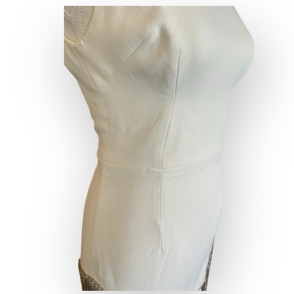 HOUSE OF CB Charlize White Crystal Fringe Mini Dress XS Bridal Holiday - Picture 7 of 13